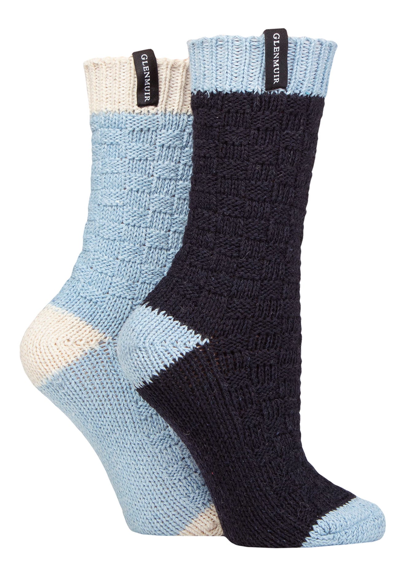 GLENMUIR 2PK Ladies Fashion Wool Blend Boot Socks