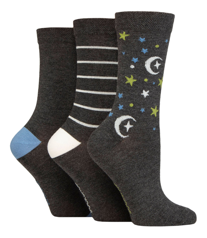 SOCKSHOP 3PK Patterned Bamboo Crew Socks - Women's 4-8