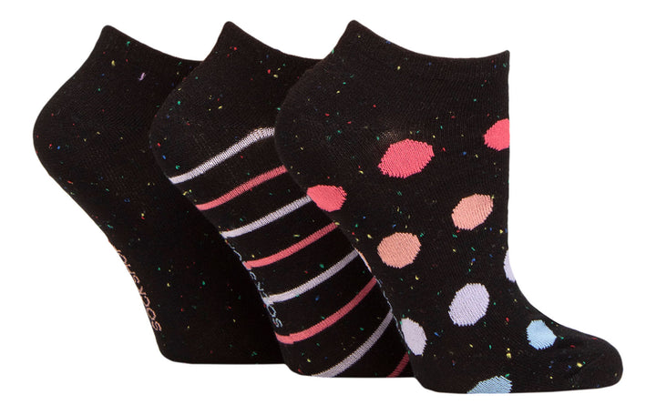 SOCKSHOP 3PK Womens Speckled Bamboo Trainer Socks