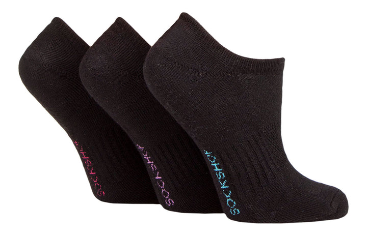 SOCKSHOP 3PK Womens Bamboo Half Cushioned No Show Socks