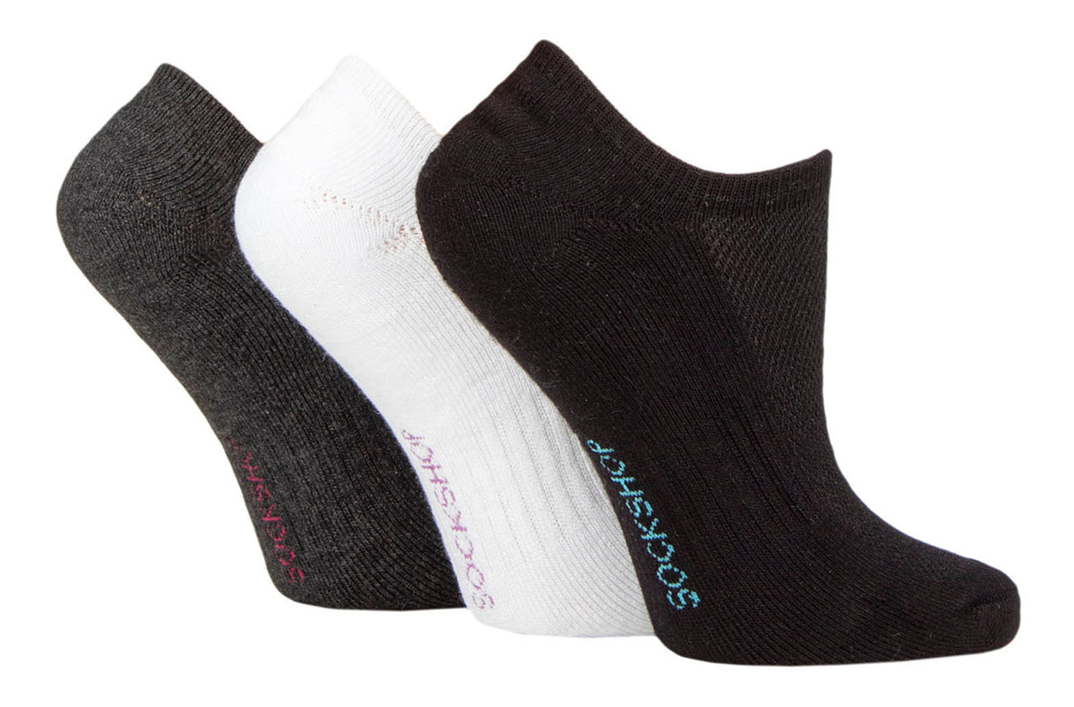 SOCKSHOP 3PK Womens Bamboo Half Cushioned No Show Socks