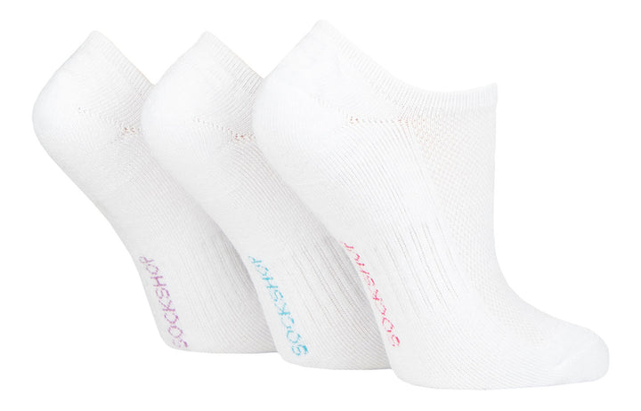 SOCKSHOP 3PK Womens Bamboo Half Cushioned No Show Socks