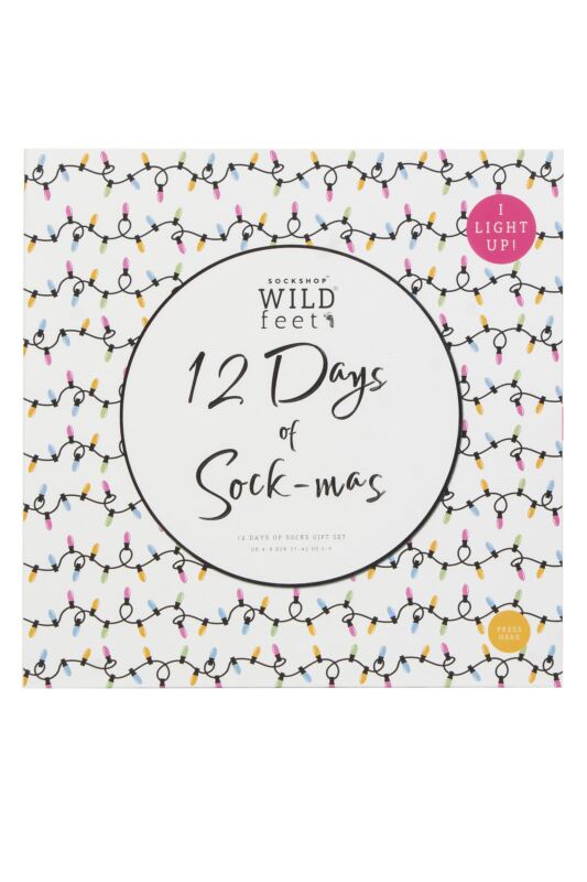 WILDFEET 12 Days of Sock-mas Advent Calendar of Socks- Women's - NEW! Lights Up!