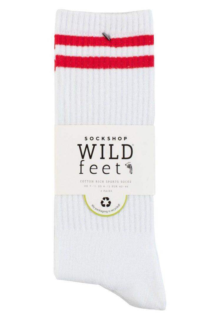 WILDFEET 3PK Men's Cotton Rich Ribbed Sports Crew Socks