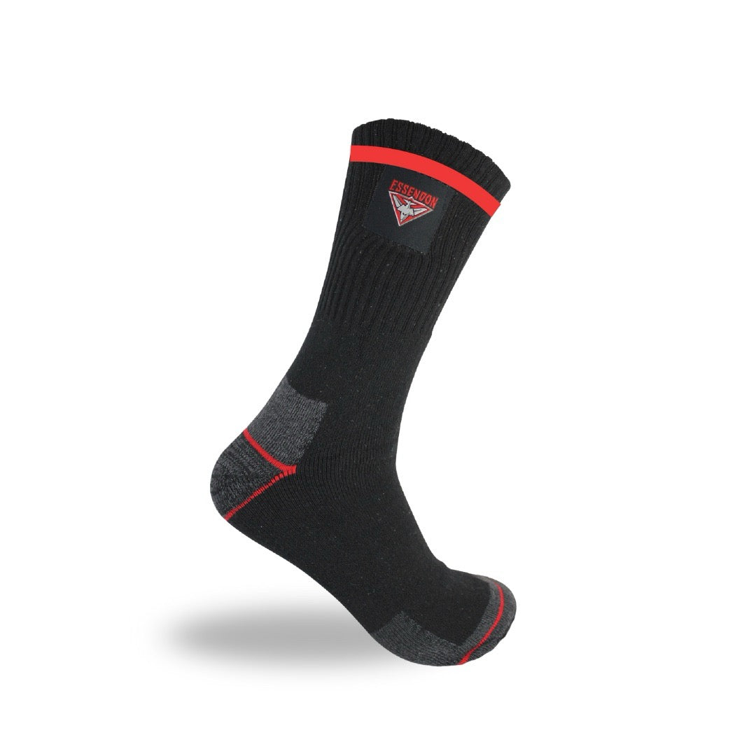 AFL Essendon Bombers 2pk Heavy Duty Work Sock