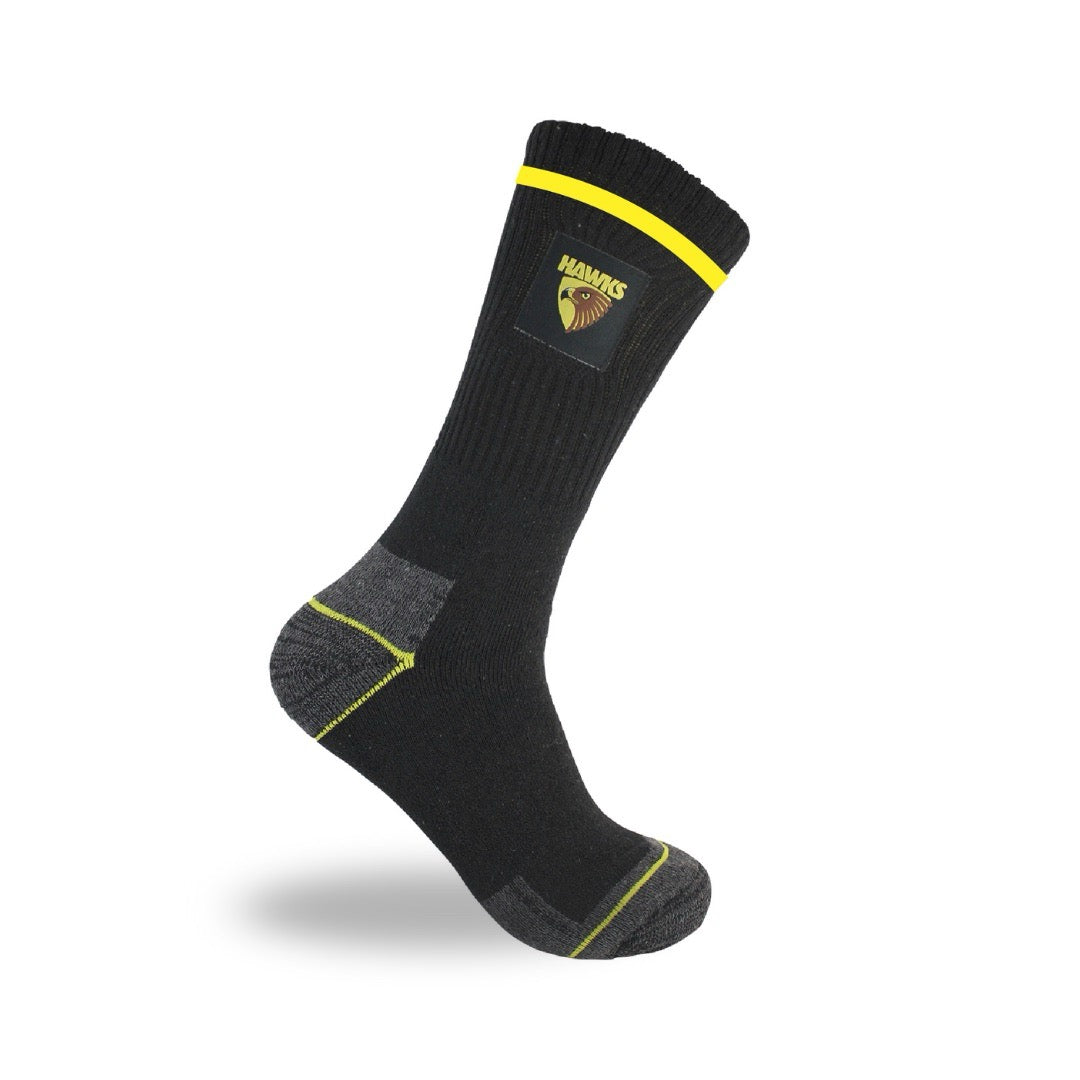 AFL Hawthorn Hawks 2Pk Heavy Duty Work Sock