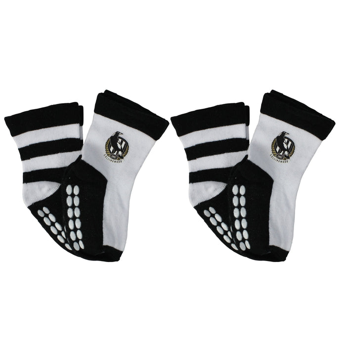 AFL Collingwood Magpies 4Pk Infant Socks