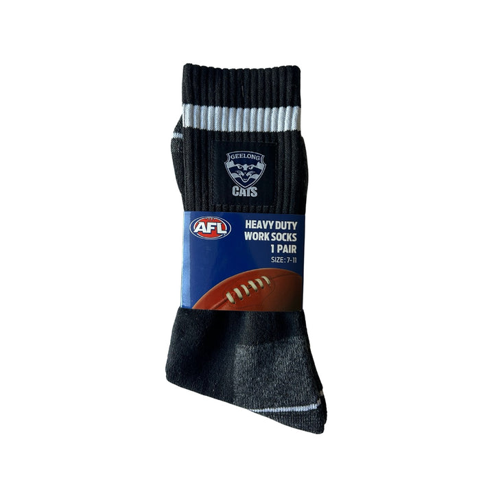 AFL Geelong Cats 2Pk Heavy Duty Work Sock