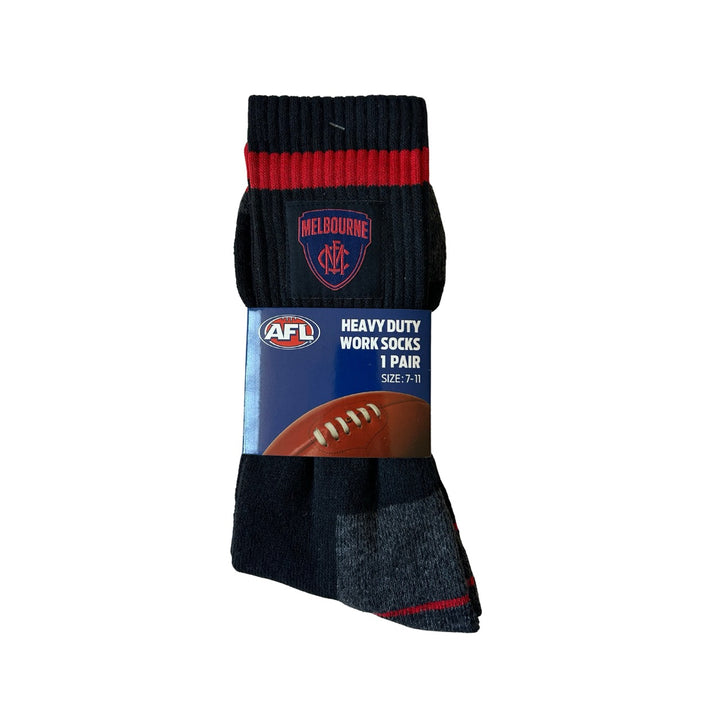 AFL Melbourne Demons 2Pk Heavy Duty Work Sock
