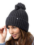 Load image into Gallery viewer, HEAT HOLDERS Arden Ribbed Hat Turnover Thermal Beanie &amp; Pom Pom -Womens
