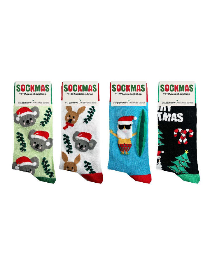 Aussie Sock Shop Sockmas 4PK Bamboo Christmas Socks