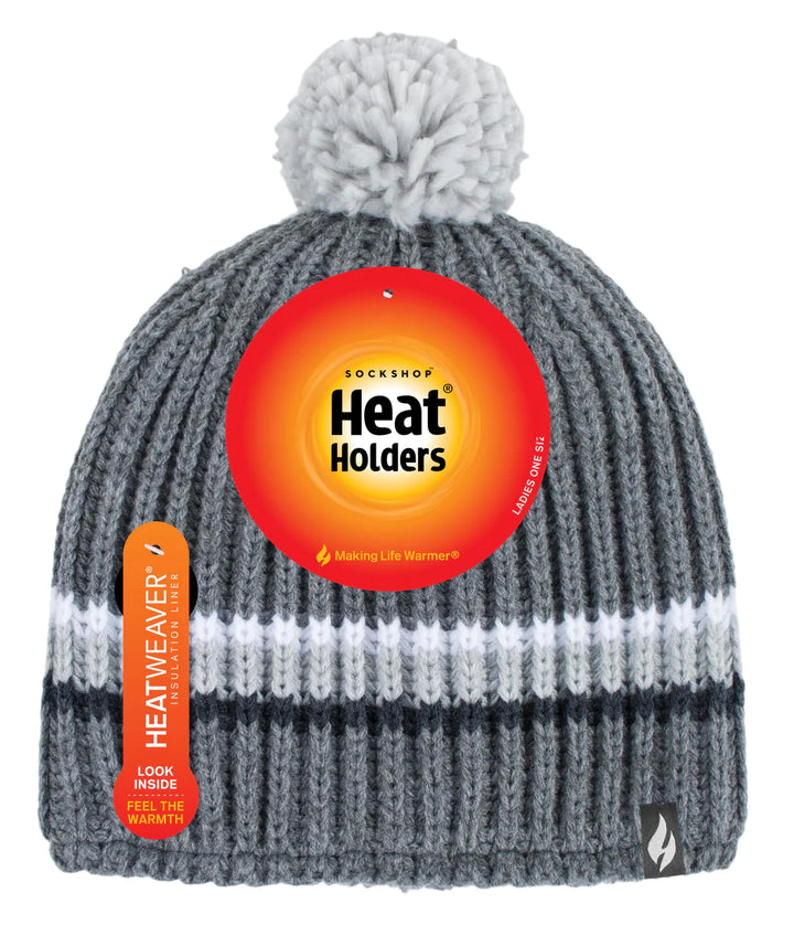 HEAT HOLDERS Derwent Chunky Rib Pom Pom Thermal Beanie - Mens