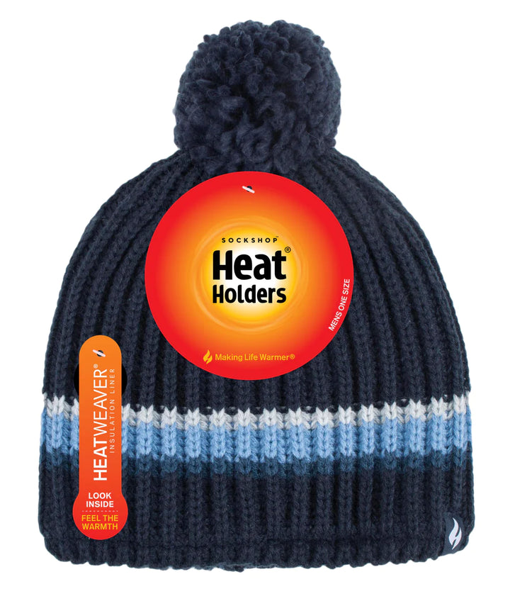 HEAT HOLDERS Derwent Chunky Rib Pom Pom Thermal Beanie - Mens