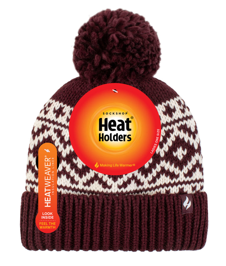 HEAT HOLDERS Aspen Pom Pom Turn Over Thermal Beanie