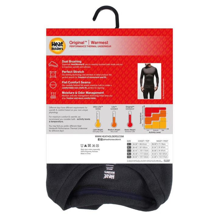 HEAT HOLDERS Original Black Base Layer Tops-Mens