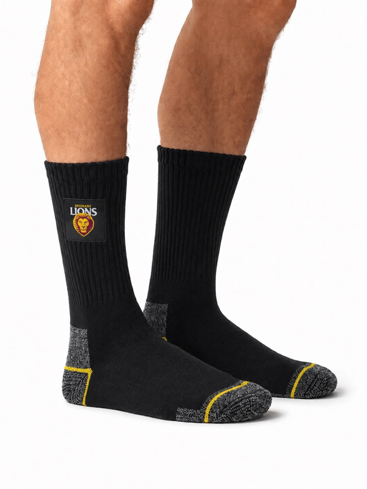 AFL Brisbane Lions 2pk Heavy Duty Work Sock