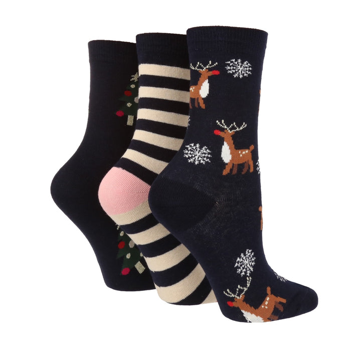 CAROLINE GARDNER 3PK Christmas Cotton Socks - Women's