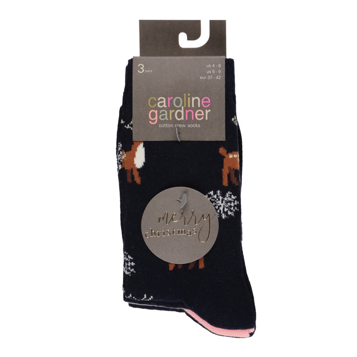 CAROLINE GARDNER 3PK Christmas Cotton Socks - Women's