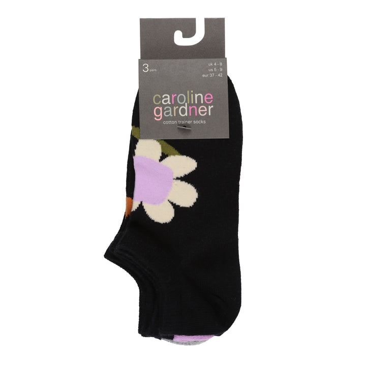 CAROLINE GARDNER 3PK Trainer Socks with Flower - Womens