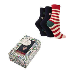 CAROLINE GARDNER 3PK Christmas Gift Boxed Cotton Socks - Women's