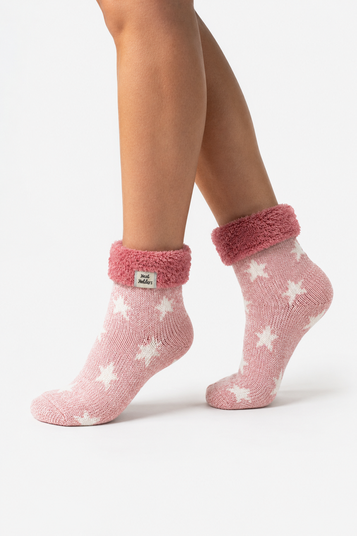 HEAT HOLDERS Feather Cuff Sleep Socks with Stars- Womens