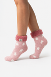 Load image into Gallery viewer, HEAT HOLDERS Feather Cuff Sleep Socks with Stars- Womens
