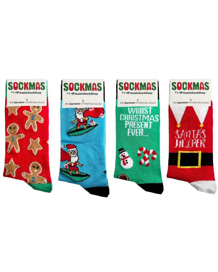 Aussie Sock Shop Sockmas 4PK Bamboo Christmas Socks