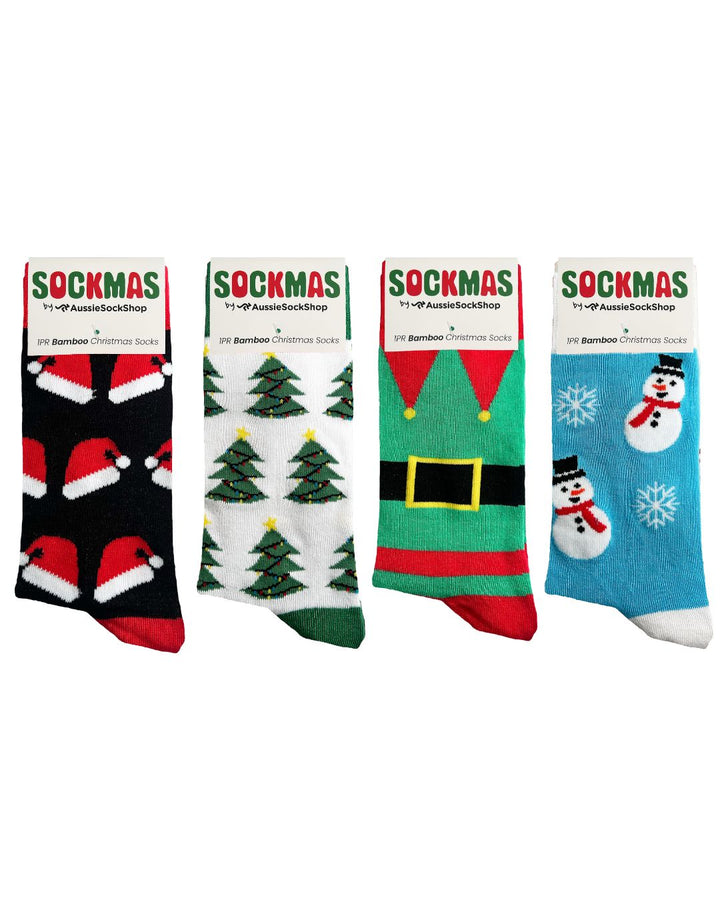 Aussie Sock Shop Sockmas 4PK Bamboo Christmas Socks