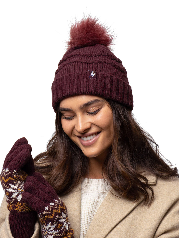 HEAT HOLDERS Cotswold Zig Zag Knit Thermal Beanie-WOMENS