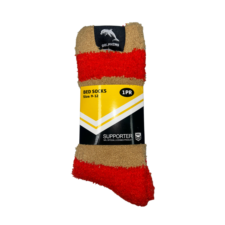 NRL Dolphins 2Pk Bed Socks