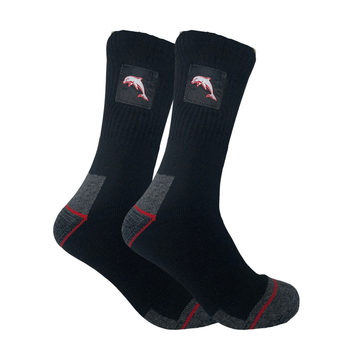 NRL Dolphins 2Pk Heavy Duty Work Sock