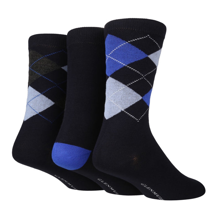 GLENMUIR 3PK Argyle Bamboo Crew Socks - Men's  7-11