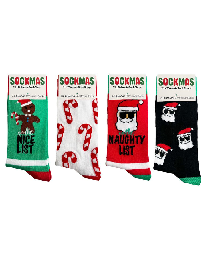 Aussie Sock Shop Sockmas 4PK Bamboo Christmas Socks