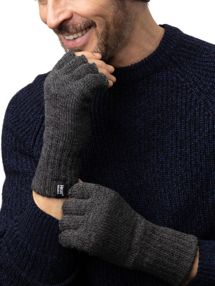 HEAT HOLDERS Fingerless Thermal Gloves-Mens