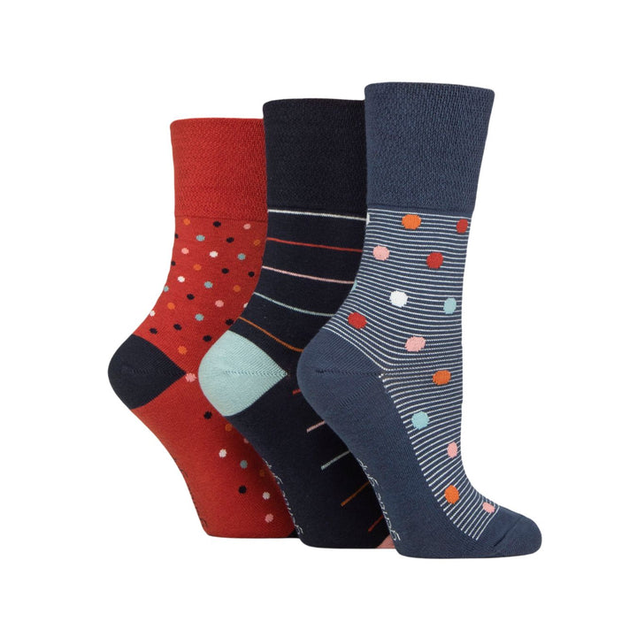 GENTLE GRIP 3Pk Crew Socks - Prints - Womens 4-8