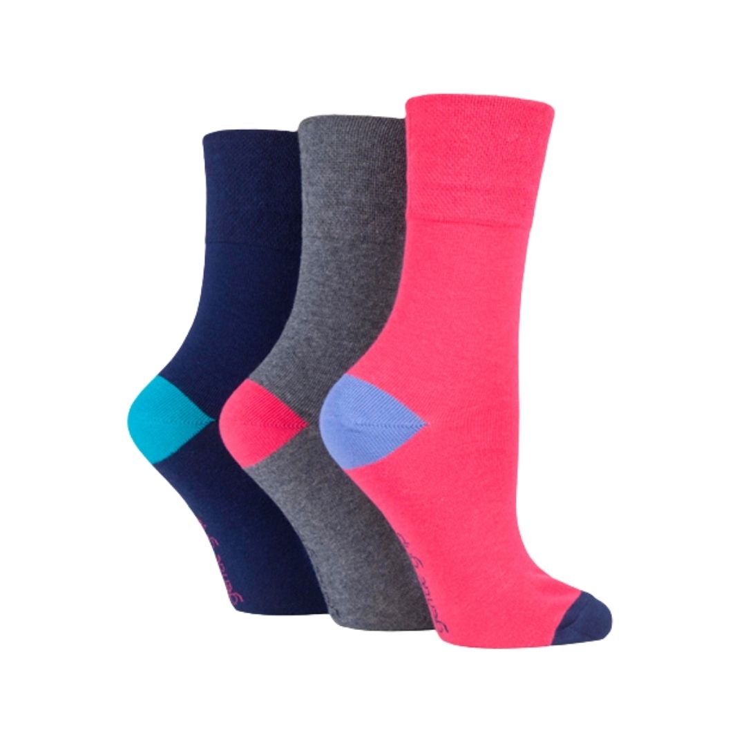 GENTLE GRIP 3Pk Crew Socks - Colour Burst - Women's  4-8