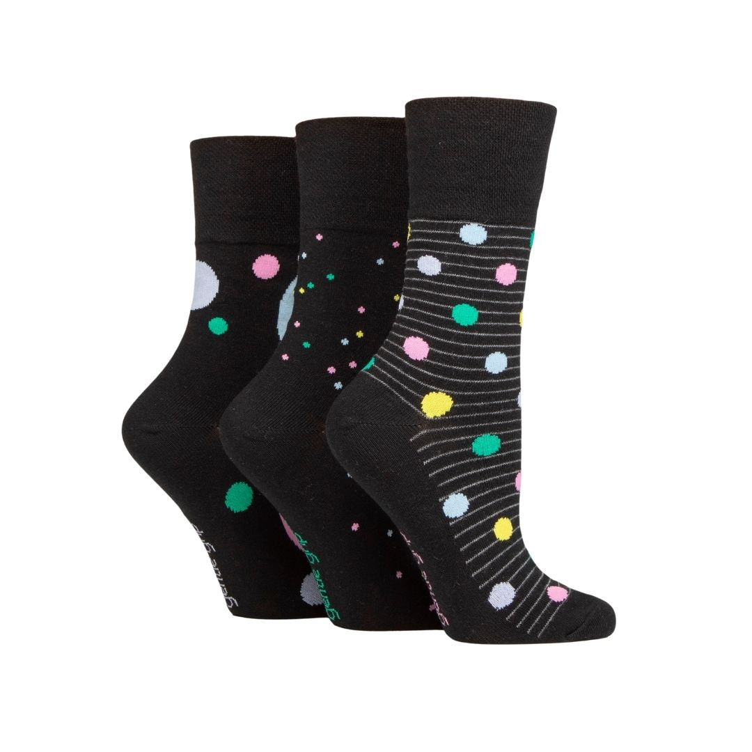 GENTLE GRIP 3Pk Crew Socks - Colour Burst - Women's  4-8