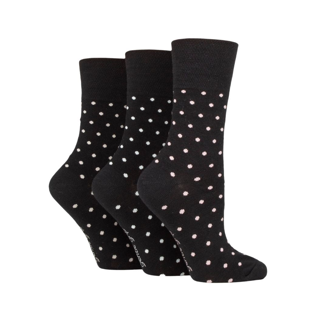 GENTLE GRIP 3PK Crew Socks Patterned Spot - Women's