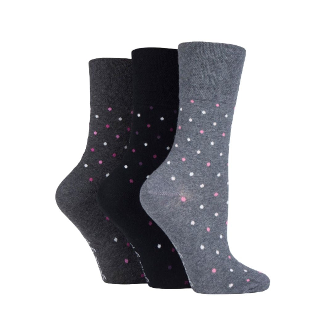 GENTLE GRIP 3PK Crew Socks Classic Fine Dots - Women's