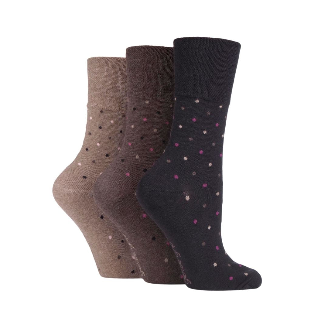 GENTLE GRIP 3PK Crew Socks Classic Fine Dots - Women's