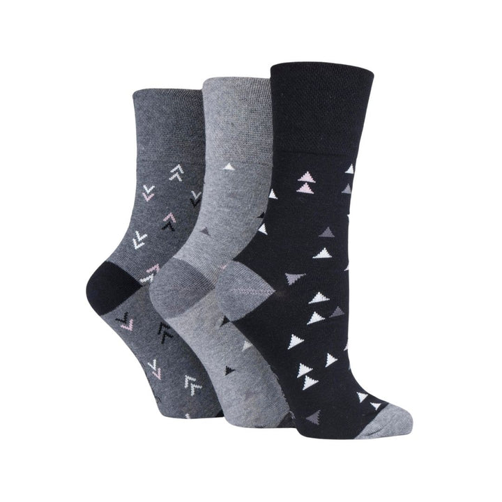 GENTLE GRIP 3Pk Crew Socks - Prints - Womens 4-8