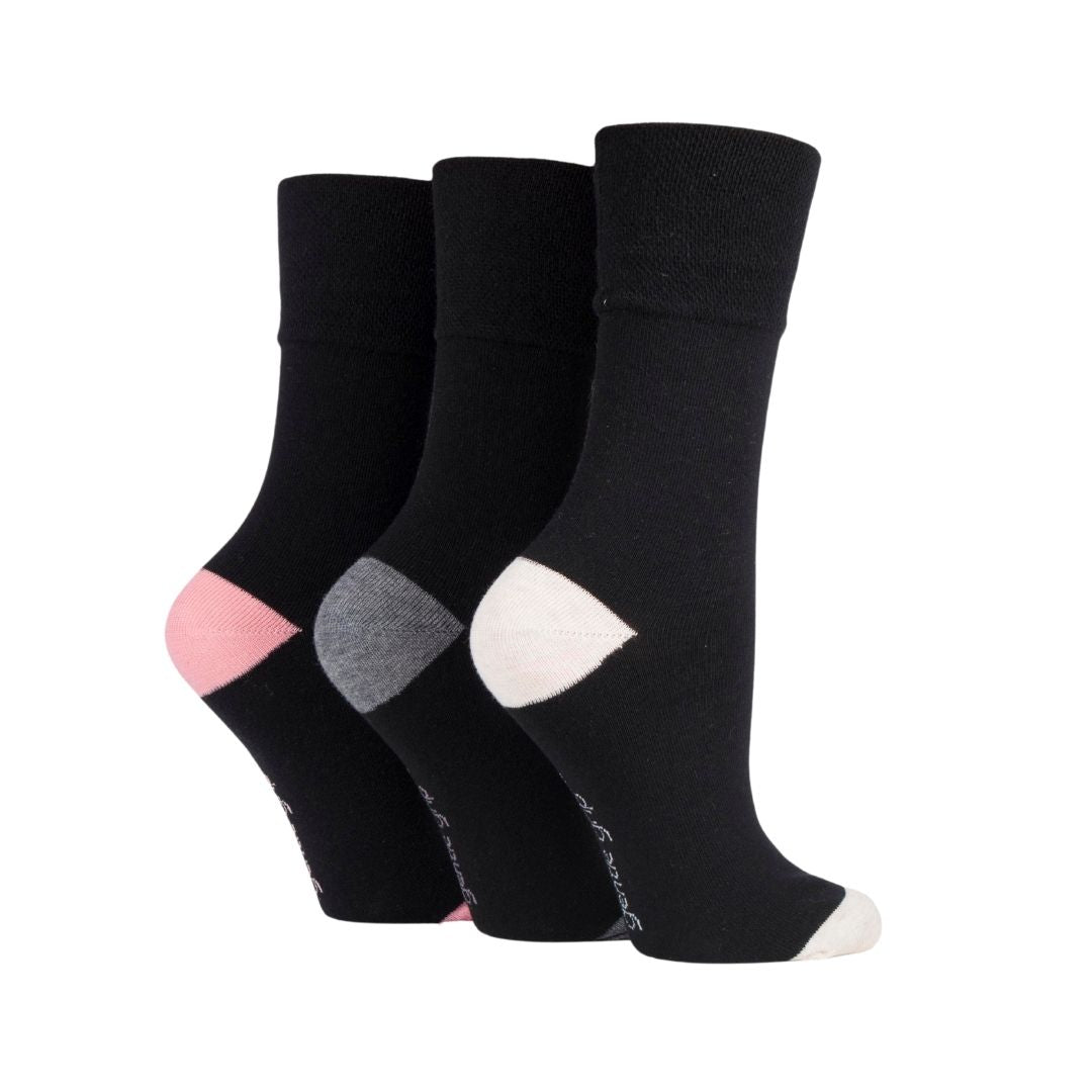 GENTLE GRIP 3Pk  Crew Socks- Heel & Toe - Womens 4-8