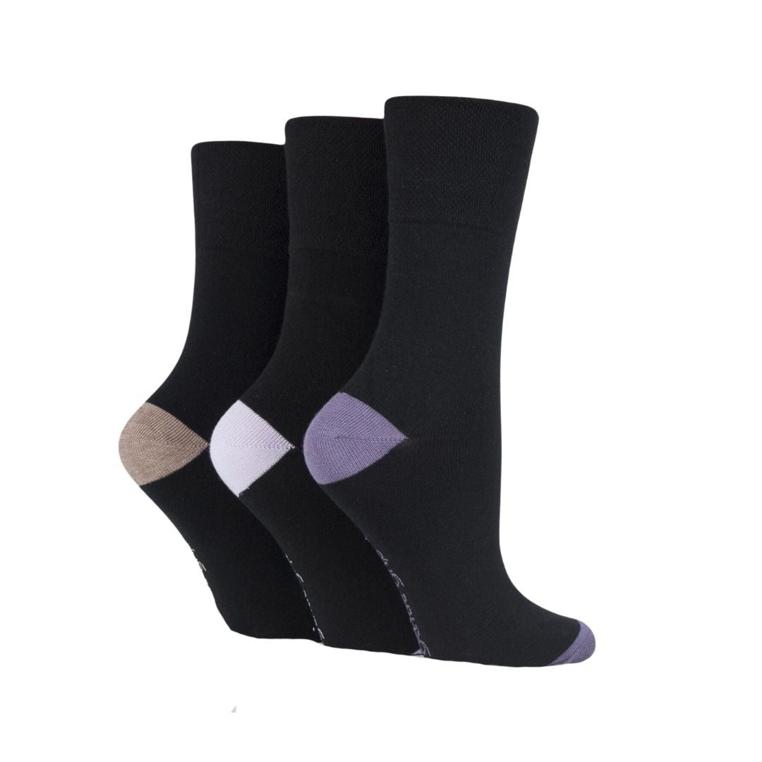 GENTLE GRIP 3Pk  Crew Socks- Heel & Toe - Womens 4-8