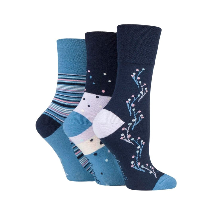 GENTLE GRIP 3Pk Crew Socks - Prints - Womens 4-8