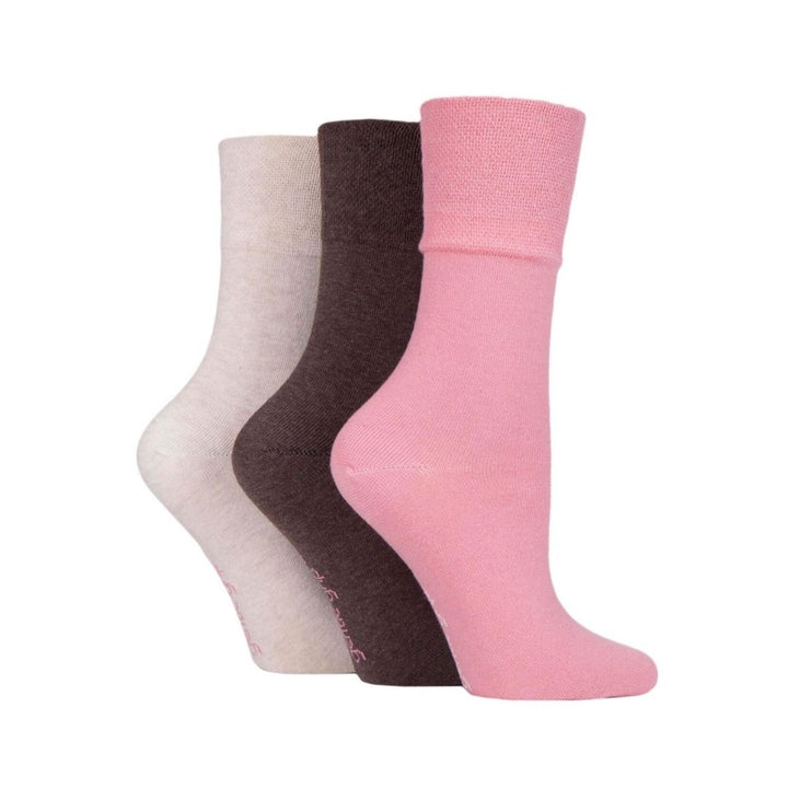 GENTLE GRIP 3Pk Plain Crew Socks - Womens