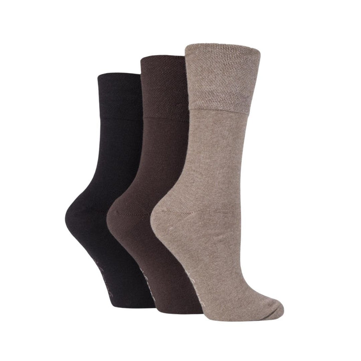 GENTLE GRIP 3Pk Plain Crew Socks - Womens