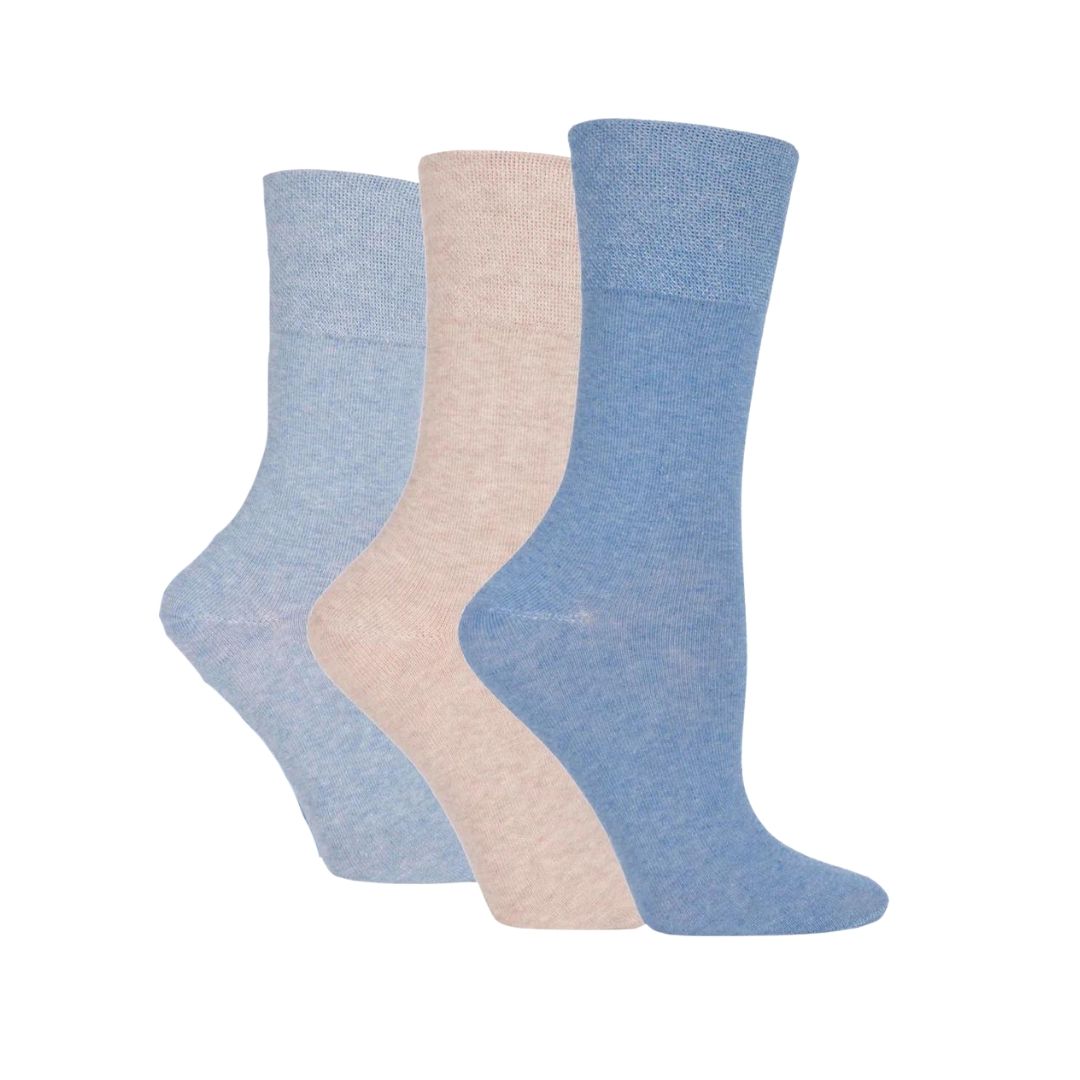 GENTLE GRIP 3Pk Plain Crew Socks - Womens