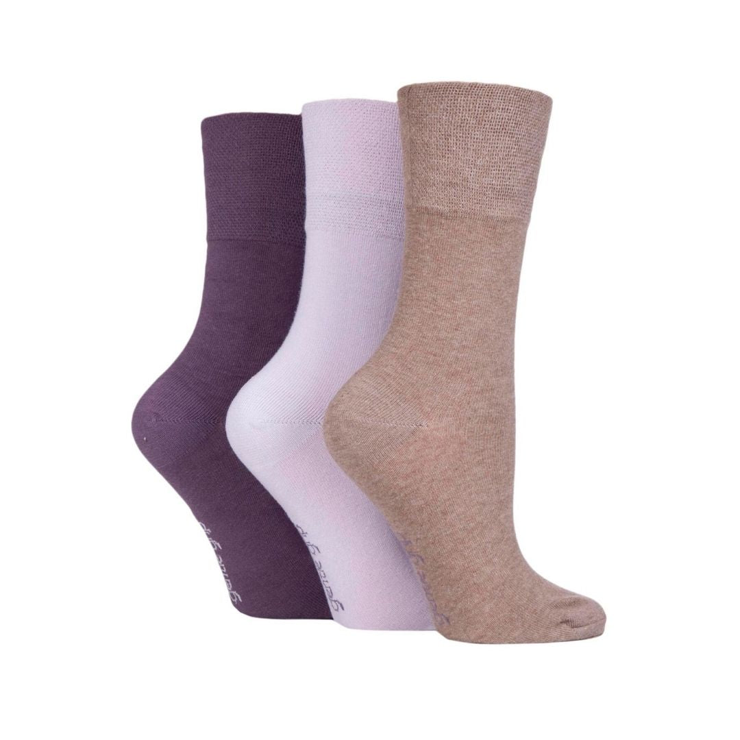 GENTLE GRIP 3Pk Plain Crew Socks - Womens