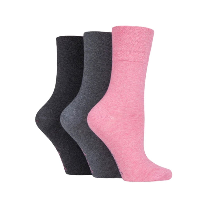 GENTLE GRIP 3Pk Plain Crew Socks - Womens