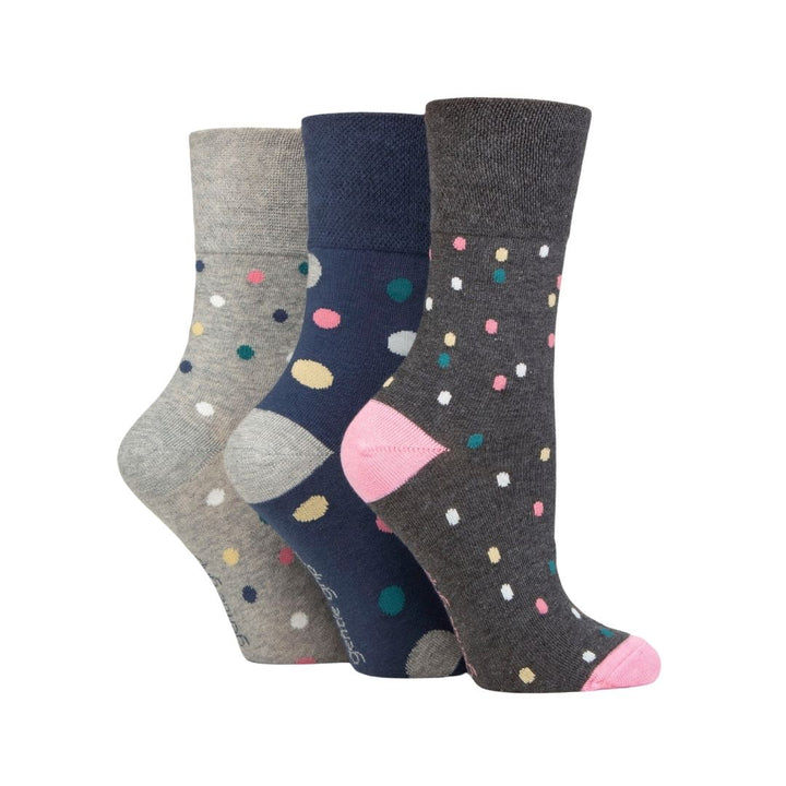 GENTLE GRIP 3PK Crew Socks Patterned Spot - Women's